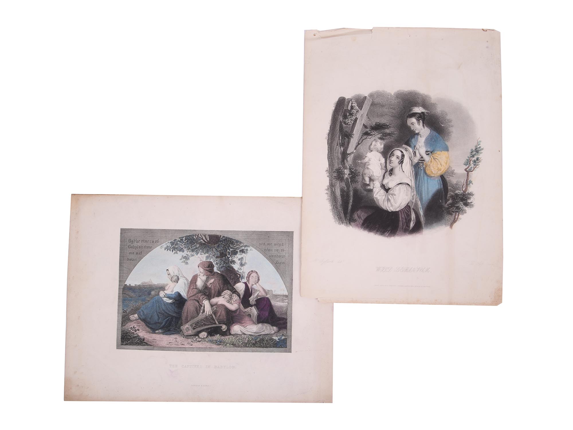 ANTIQUE 19 CENTURY RELIGIOUS HANDPAINTED ETCHINGS